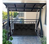 Coussins de banc imperméables 2 ou 3 places lavables pour extérieur, terrasse, jardin, porche, hamac - 120 x 100 x 10 cm - Noir