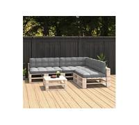 Coussins de Canapé Palette 7 pcs Coussins de Dossier Coussins de Siège Coussins de Canapé de Jardin Patio Terrasse Extérieur Gris