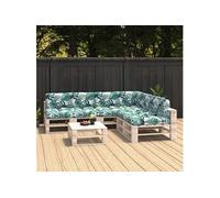 Coussins de canapé de palette 7 pcs. Motif de feuilles