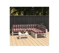 Coussins de canapé de palette 7 pcs. Rouge Motif à carreaux