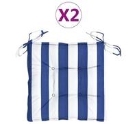 Coussins De Chaise 2 Pcs Rayures Bleues Et Blanches 40x40x7 Cm Vidaxl Vidaxl Bleu