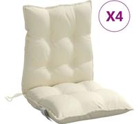 Coussins de chaise à dossier bas lot de 4 crème tissu oxford