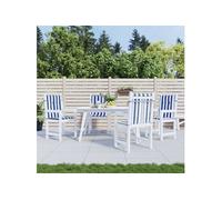 vidaXL Coussins de chaise à dossier bas – Lot de 4, rayures bleu et blanc