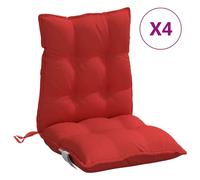 Coussins de chaise à dossier bas lot de 4 rouge tissu oxford