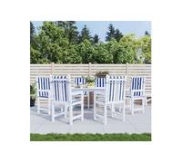 Coussins de chaise à dossier bas lot de 6 rayures bleu et blanc 361321