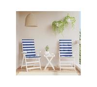 vidaXL Lot de 2 Coussins de Chaise à Dossier Haut, Galettes de Siège Anti-Glissement, Décoration Jardin Terrasse Patio, Rayures Bleu Blanc Tissu