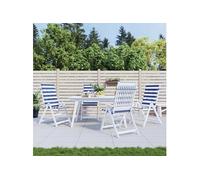 Coussins de chaise à dossier haut 4pcs rayures bleu/blanc tissu 361254