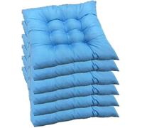 Coussins de chaise carrés - PZCC - Lot de 6 - 40x40 cm - Matelassés - Confortables - Intérieur et extérieur - Bleu