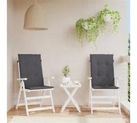 vidaXL Coussins de Chaise de Jardin à Dossier Haut Lot de 2, Coussin de Siège de Salon, Coussin de Meuble de Terrasse, Coussin d’Assise Extérieur, Anthracite