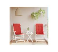 vidaXL Coussins de Chaise de Jardin à Dossier Haut Lot de 2, Coussin de Siège de Salon, Coussin de Meuble de Terrasse, Coussin d’Assise Extérieur, Rouge Tissu Rouge G