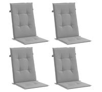 Coussins de chaise de jardin à dossier haut lot de 4 gris tissu 43180