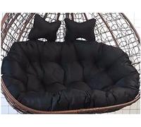 Coussins de chaise double à suspendre imperméables pour balancelle en polyrotin, panier suspendu en rotin, coussins de siège de balancelle d'extérieur, noir, pour 2 personnes, confortables et durables