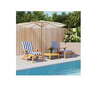 Coussins de chaise longue lot de 2 rayures bleu/blanc, coussin de chaise de terrasse, coussin de chaise, coussin de siège, coussin