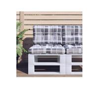 vidaXL Coussins de palette lot de 2 motif à carreaux gris en tissu