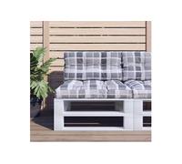 vidaXL Coussins de palette lot de 2 motif à carreaux gris en tissu