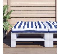 vidaXL Coussin de palette Galette de chaise rembourrée Rayures bleues et blanches 120x80x12 cm
