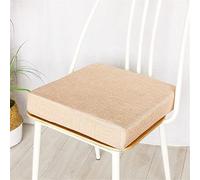 Coussins de siège pour chaises de cuisine - 45 x 45 x 3 cm - Rembourrage en lin - Mousse à mémoire de forme - Fond antidérapant - Amovible - Lavable - Pour jardin, cuisine, salon