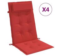 Coussins de siège pour fauteuils et chaises de jardin, avec appui-tête, imperméables, antidérapants et lavables en machine. Longueur : 120 cm. Couleur : rouge. Quantité : 6