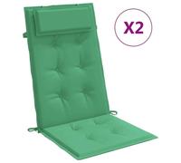Coussins de siège pour fauteuils et chaises de jardin, avec appui-tête, imperméables, antidérapants et lavables en machine. Longueur : 120 cm. Couleur : vert. Quantité : 4