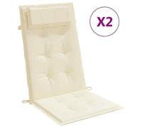 Coussins de siège pour fauteuils et chaises de jardin, avec appui-tête, imperméables, antidérapants et lavables en machine. Longueur : 120 cm. Couleur : crème (quantité : 4)