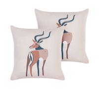 Coussins Décoratifs Beiges en Tissu 45 x 45 cm Glamour avec Impala Lot de 2 Abal