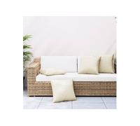 Coussins Décoratifs Lot de 4, Oreiller de Décoration de Terrasse, Coussin de Meuble de Jardin, Coussin d'Assise Extérieur, Crème 50x50 cm Tissu