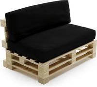 Coussins Palette Déhoussable Imperméable LOT BANANAIR 120x80cm/120x40cm Noir