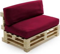 Coussins Palette Déhoussable Imperméable LOT BANANAIR 120x80cm/120x40cm Rouge
