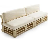 Coussins Palette Déhoussable Imperméable LOT x2 BANANAIR 120x80cm/120x40cm Beige