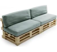 Coussins Palette Déhoussable Imperméable LOT x2 BANANAIR 120x80cm/120x40cm Gris clair