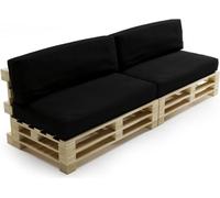 Coussins Palette Déhoussable Imperméable LOT x2 BANANAIR 120x80cm/120x40cm Noir