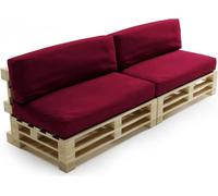 Coussins Palette Déhoussable Imperméable LOT x2 BANANAIR 120x80cm/120x40cm Rouge