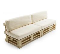 Coussins Palette Déhoussable Imperméable LOT x2 BANANAIR 120x80cm/120x40cm Beige