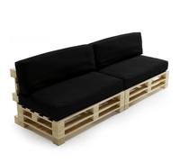 Coussins Palette Déhoussable Imperméable LOT x2 BANANAIR 120x80cm/120x40cm Noir
