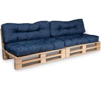 Coussins Palette lot x2 en polyester BANANAIR 120x80cm/120x40cm Bleu