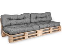 Coussins Palette lot x2 en polyester BANANAIR 120x80cm/120x40cm Gris