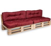 Coussins Palette lot x2 en polyester BANANAIR 120x80cm/120x40cm Rouge