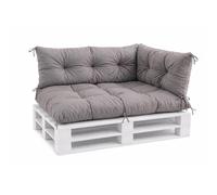Coussins pour palettes VBChome 120 x 80, 120 x 40 et 70 x 40 cm pour palettes Euro, meubles, support de palette, jardin, balcon, 12 couleurs, rembourrage en flocons de mousse, gris, lot de 3