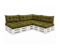 Coussins pour palettes VBChome 120 x 80, 120 x 40 et 70 x 40 cm pour palettes Europe, meubles, support de palette, jardin, balcon, 12 couleurs, rembourrage en flocons de mousse, couleur olive, lot de