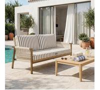 Coussins pour salon de jardin déhoussable 100x50cm - Rayure Beige