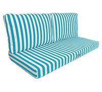 Coussins pour salon de jardin déhoussable 100x50cm - Rayure Turquoise