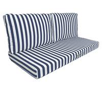Coussins pour salon de jardin déhoussable 120x60cm - Rayure bleu marine