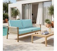 Coussins pour salon de jardin déhoussable 120x60cm Rayure turquoise