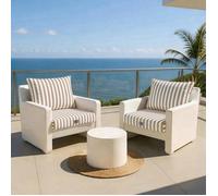 Coussins pour salon de jardin déhoussable 60x60cm Rayure beige