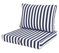 Coussins pour salon de jardin déhoussable 60x60cm - Rayure bleu marine