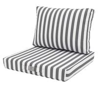 Coussins pour salon de jardin déhoussable 60x60cm - Rayure Gris foncé