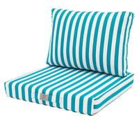 Coussins pour salon de jardin déhoussable 60x60cm - Rayure Turquoise
