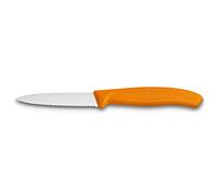 Couteau à légumes 8 cm, lame dentelée, orange, plastique, Victorinox