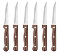Couteau à steak dentelé en acier inoxydable brun - 6 pièces.