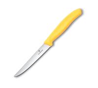 Couteau à steak SWISS CLASSIC 11 cm, dentelé, jaune, plastique, Victorinox